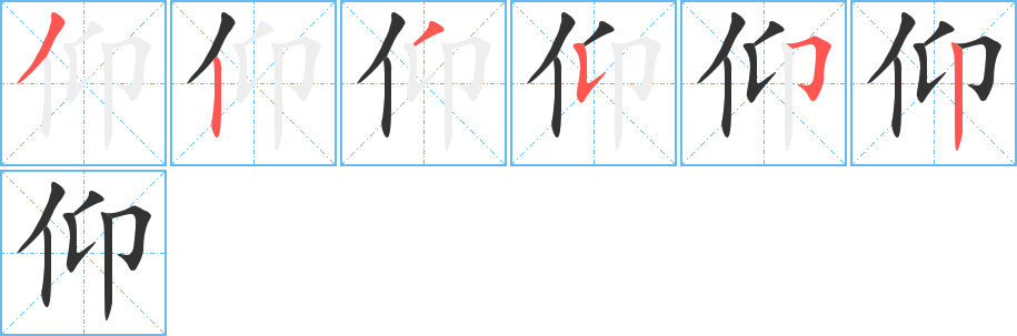 仰的筆順分步演示