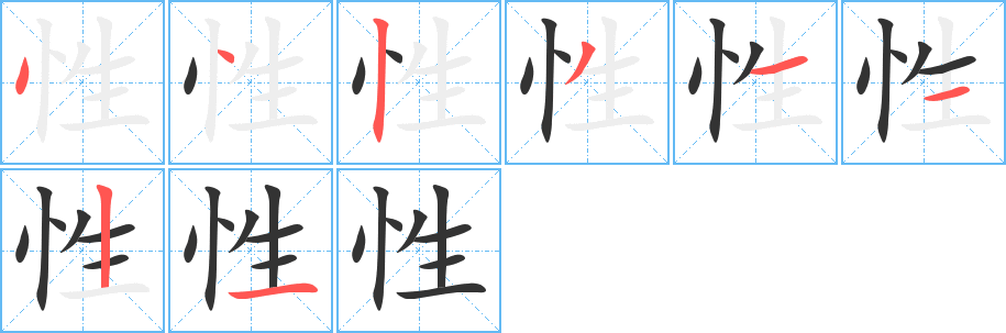 性的筆順分步演示