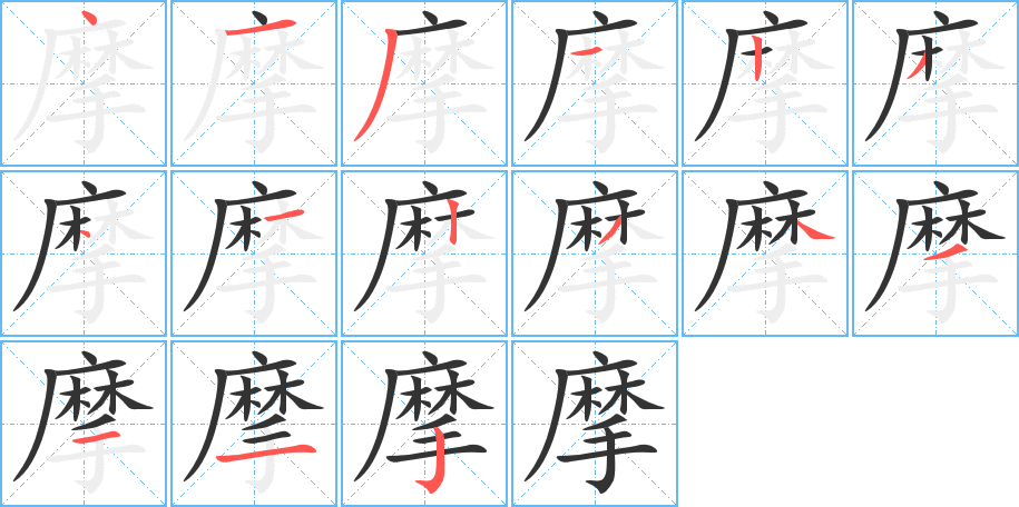 摩的筆順?lè)植窖菔?>
					
                    <hr />
                    <h2>摩的基本信息</h2>
                    <div   id=