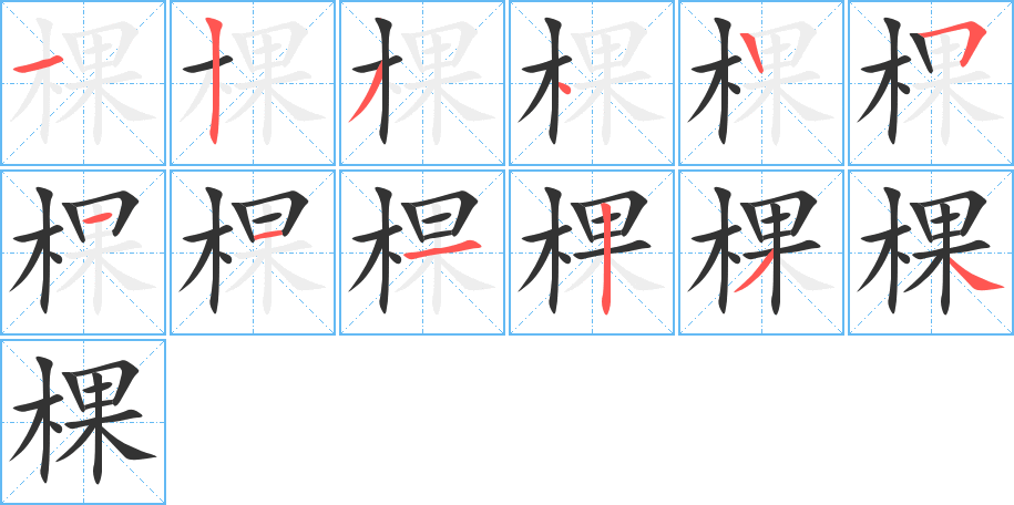 棵的筆順分步演示