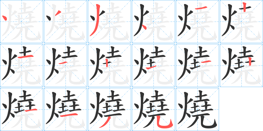 燒的筆順?lè)植窖菔?>
					
                    <hr />
                    <h2>燒的基本信息</h2>
                    <div   id=