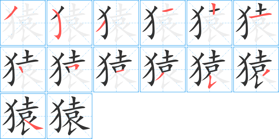 猿的筆順分步演示