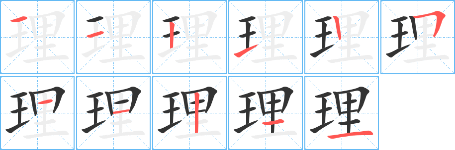 理的筆順分步演示