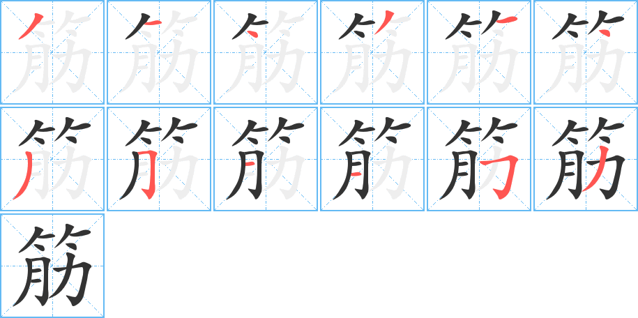 筋的筆順分步演示