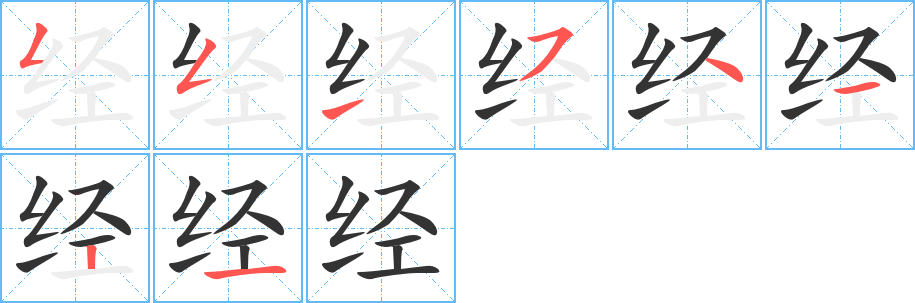 經(jīng)的筆順?lè)植窖菔?>
					
                    <hr />
                    <h2>經(jīng)的基本信息</h2>
                    <div   id=