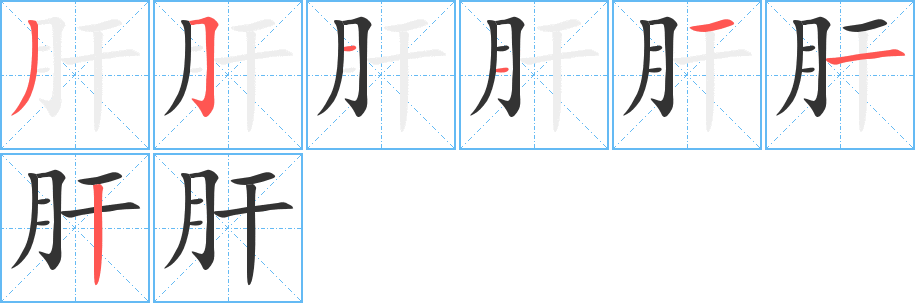 肝的筆順分步演示