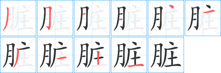 臟的筆順分步演示