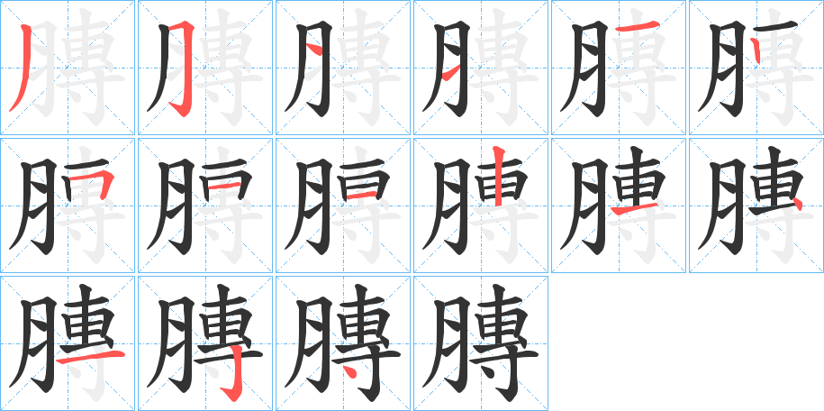 膞的筆順分步演示