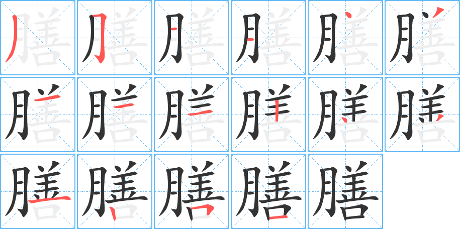 膳的筆順分步演示