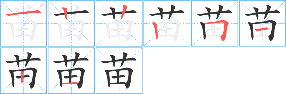 苗的筆順分步演示