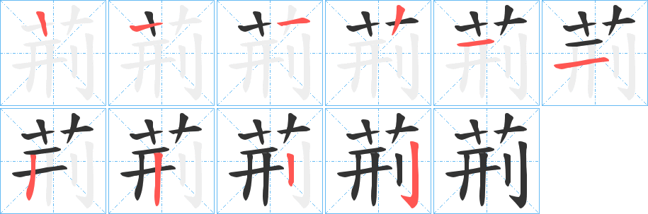 荊的筆順?lè)植窖菔?>
					
                    <hr />
                    <h2>荊的基本信息</h2>
                    <div   id=