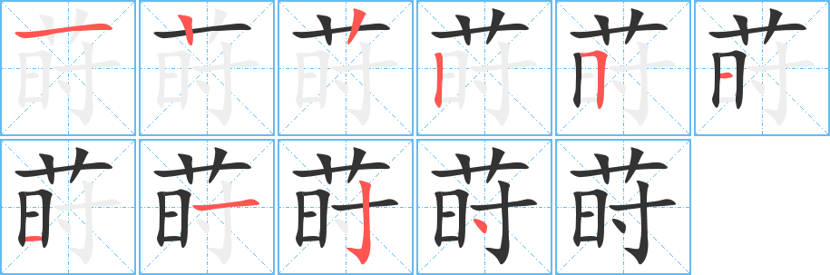 蒔的筆順分步演示