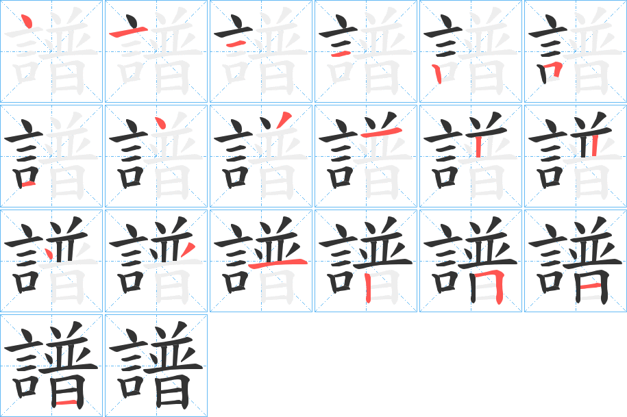 譜的筆順?lè)植窖菔?>
					
                    <hr />
                    <h2>譜的基本信息</h2>
                    <div   id=