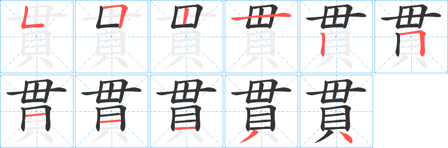 貫的筆順?lè)植窖菔?>
					
                    <hr />
                    <h2>貫的基本信息</h2>
                    <div   id=