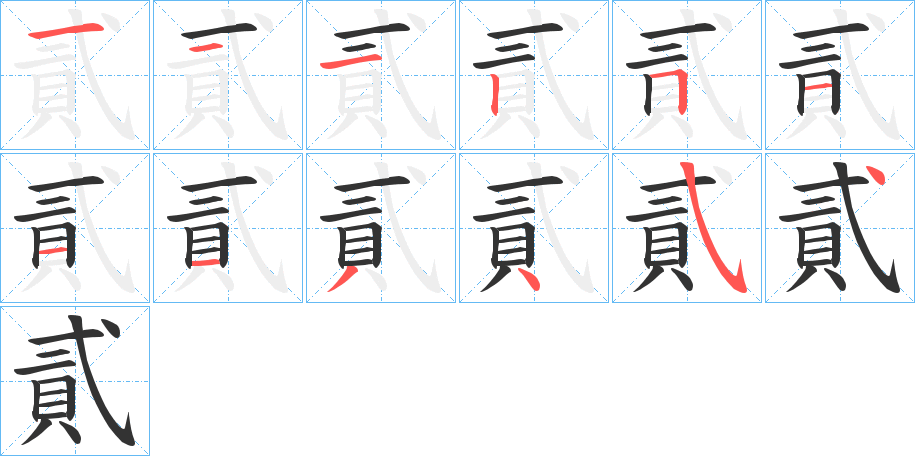 貳的筆順分步演示