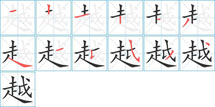 越的筆順分步演示