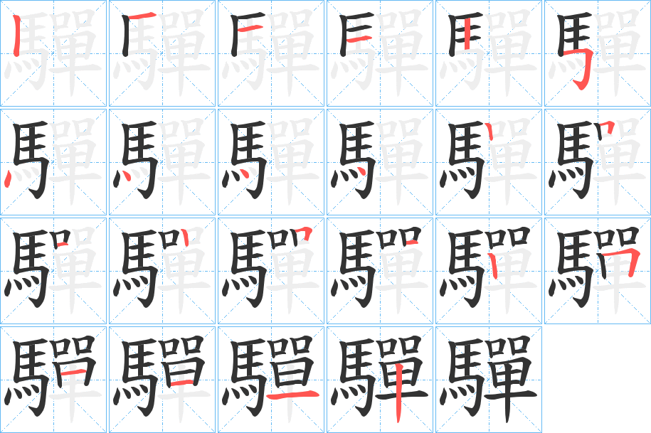 驒的筆順分步演示