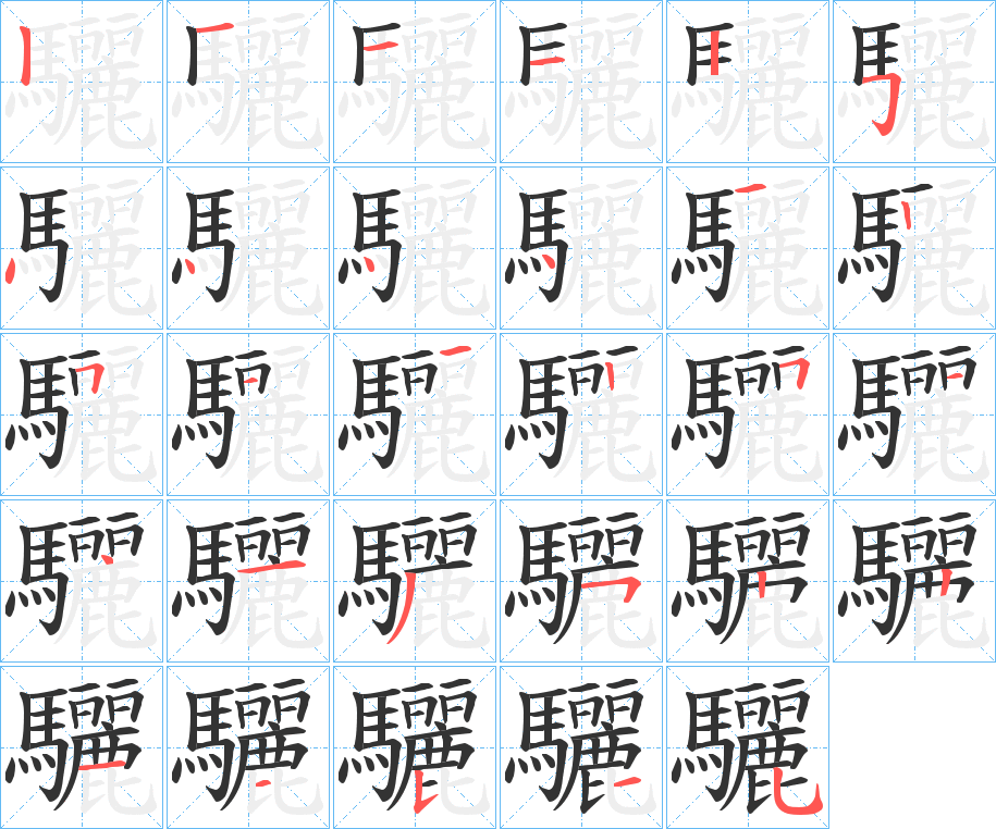 驪的筆順分步演示