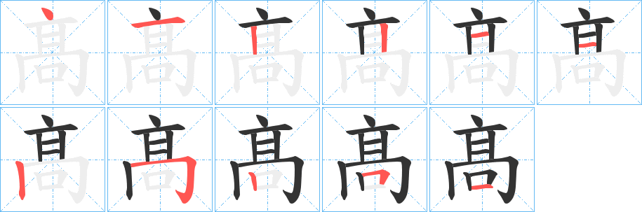 髙的筆順分步演示