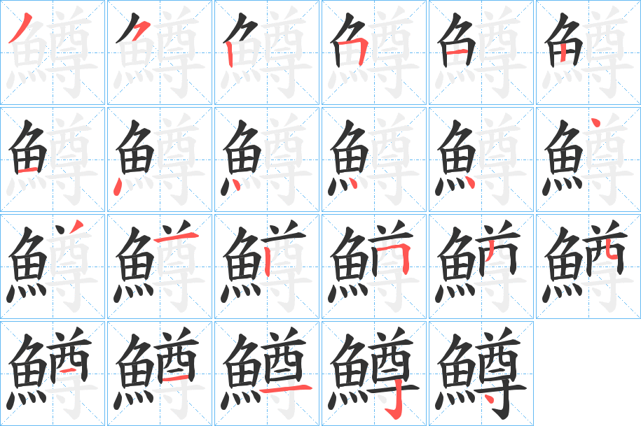 鱒的筆順分步演示