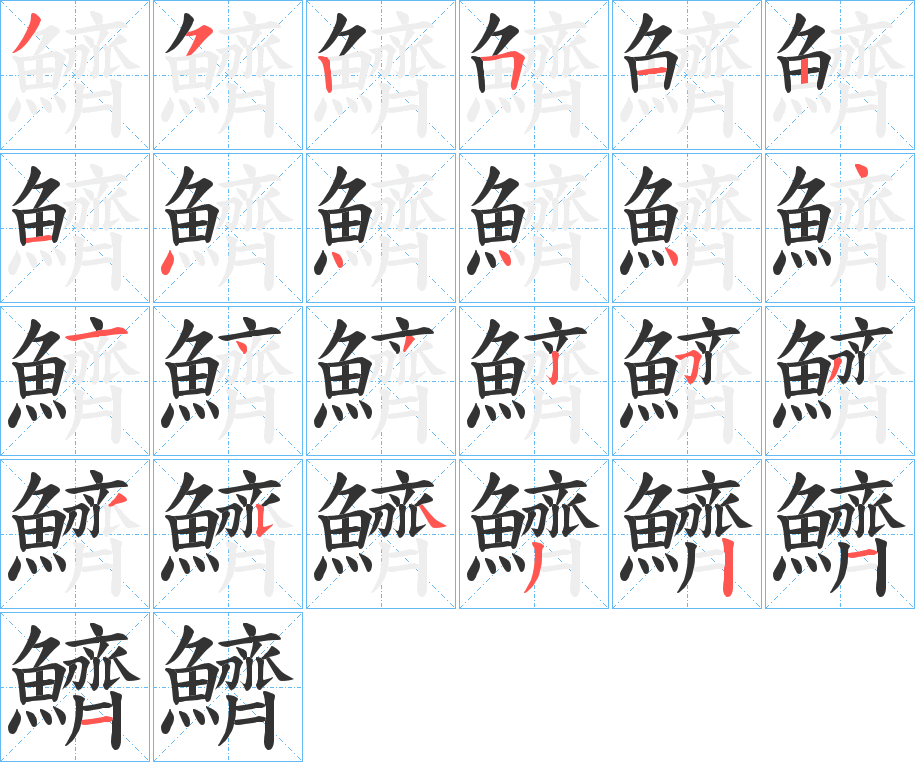 鱭的筆順分步演示