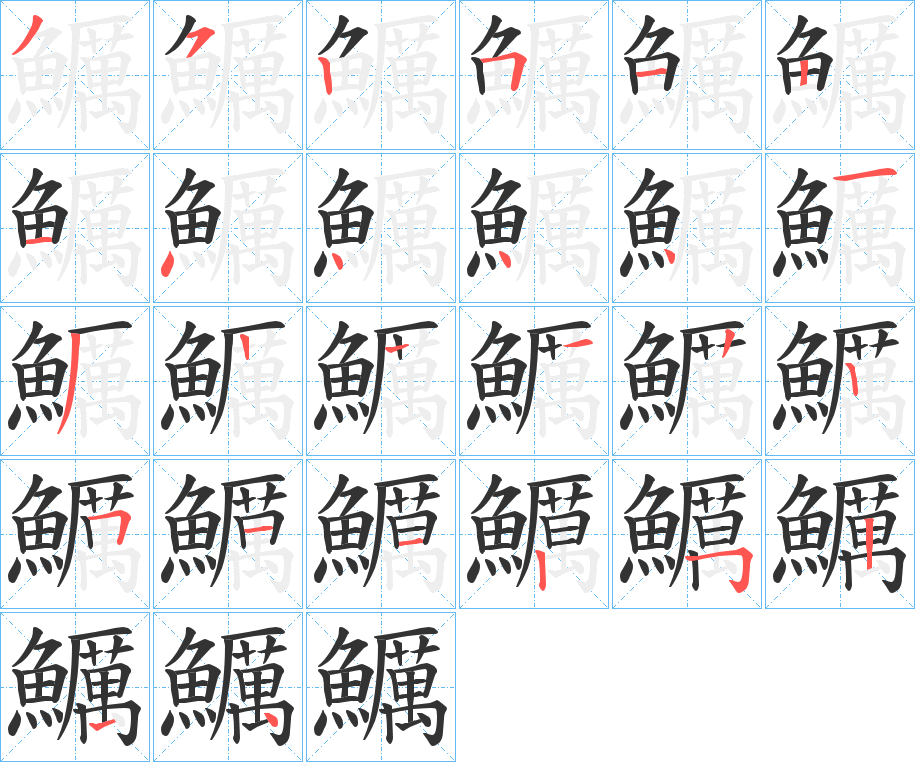 鱱的筆順分步演示