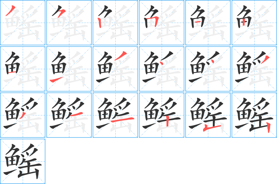 鰩的筆順分步演示