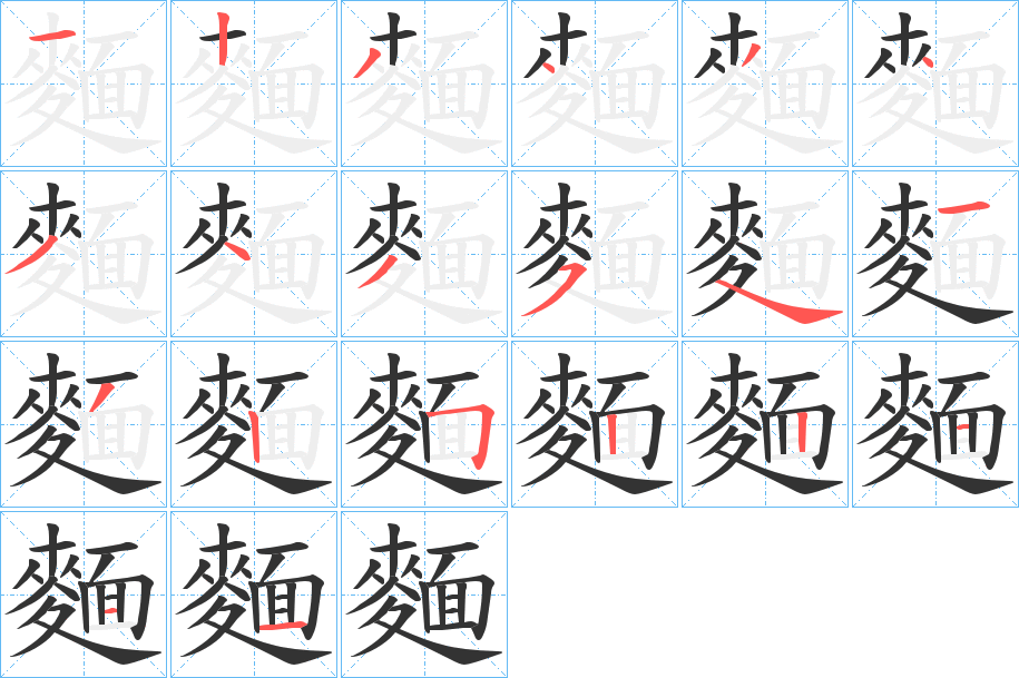 麵的筆順分步演示